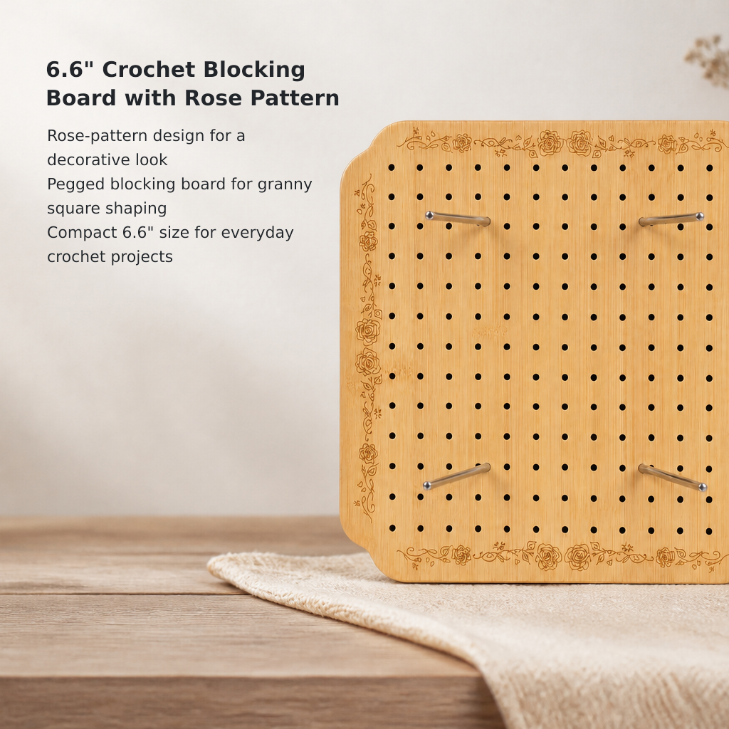 7.6-Inch Rose-Pattern Crochet Blocking Board
