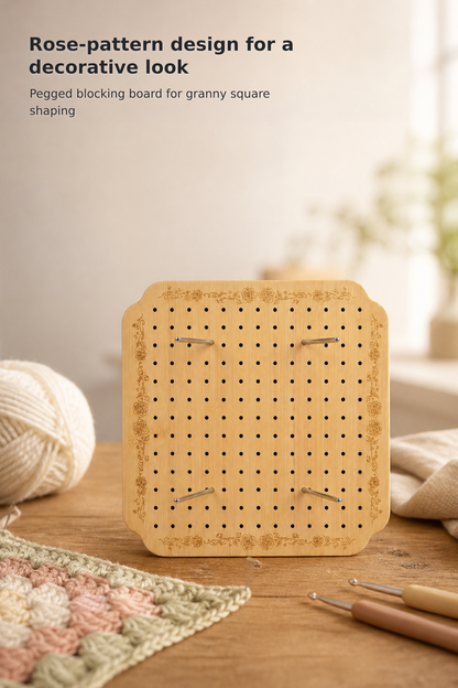 7.6-Inch Rose-Pattern Crochet Blocking Board