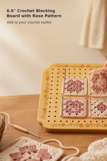 7.6-Inch Rose-Pattern Crochet Blocking Board
